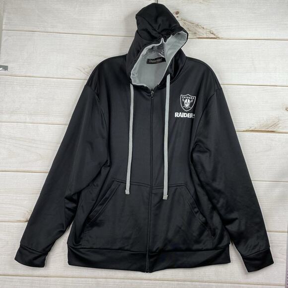 Las Vegas Raiders Dunbrooke Full Zip Jacket M Black Oversized Hooded Oakland NFL - Picture 1 of 10